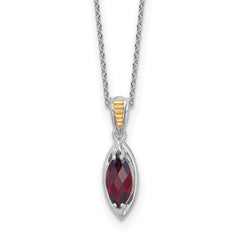 Shey Couture Sterling Silver Rhodium-plated with 14k Accent Marquise Garnet Navette 18 inch with 2 inch Extension Necklace