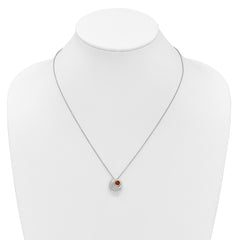 Shey Couture Sterling Silver Rhodium-plated with 14K Accent Round Garnet Swirl Circle 18 inch with 2 inch Extension Necklace