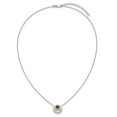 Shey Couture Sterling Silver Rhodium-plated with 14K Accent Round Garnet Swirl Circle 18 inch with 2 inch Extension Necklace