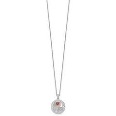 Shey Couture Sterling Silver Rhodium-plated with 14K Accent Round Garnet Swirl Circle 18 inch with 2 inch Extension Necklace