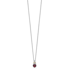 Shey Couture Sterling Silver Rhodium-plated with 14k Accent Checker Cushion Garnet and .04ct. Diamond 18 inch w/2 inch Extension Necklace