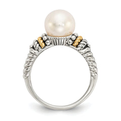 Shey Couture Sterling Silver with 14K Accent Antiqued 8mm Freshwater Cultured Pearl Ring