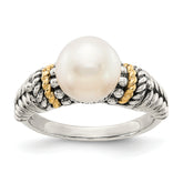 Shey Couture Sterling Silver with 14K Accent Antiqued 8mm Freshwater Cultured Pearl Ring