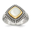 Accent Mother of Pearl Ring in Sterling Silver, 3mm Antiqued - Sophia Jewelers