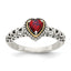 Accent Heart Garnet Ring in Sterling Silver, Antiqued - Sophia Jewelers