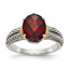 Shey Couture Sterling Silver with 14K Accent Antiqued Oval Garnet Ring, Size 6–8 - Sophia Jewelers