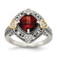 Cushion Diamond and Checkerboard Garnet Ring in Sterling Silver (0.06 ct. tw.) - Sophia Jewelers