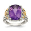 Shey Couture Sterling Silver with 14K Accent Antiqued Cushion Amethyst Ring - Sophia Jewelers