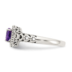 Shey Couture Sterling Silver with 14K Accent Antiqued Amethyst Heart Ring