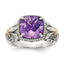 Accent Cushion Amethyst Ring in Sterling Silver, 3mm Antiqued - Sophia Jewelers