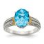 Accent Oval Blue Topaz Ring in Sterling Silver, Antiqued, Size 6–8 - Sophia Jewelers