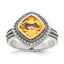 Shey Couture Sterling Silver with 14K Accent Antiqued Cushion Bezel Citrine Ring - Sophia Jewelers
