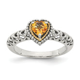 Shey Couture Sterling Silver with 14K Accent Antiqued Heart Citrine Ring