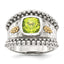 Accent Cushion Bezel Peridot Ring in Sterling Silver, Antiqued, Size 6 - Sophia Jewelers