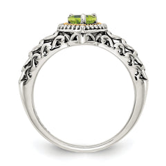 Shey Couture Sterling Silver with 14K Accent Antiqued Heart Peridot Ring