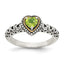 Shey Couture Sterling Silver with 14K Accent Antiqued Heart Peridot Ring - Sophia Jewelers