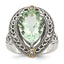 Pear Diamond & Green Quartz Ring in Sterling Silver, Antiqued (0.01 ct. tw.) - Sophia Jewelers