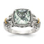 Shey Couture Sterling Silver with 14K Accent Antiqued Cushion Green Quartz Ring - Sophia Jewelers