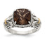 Shey Couture Sterling Silver with 14K Accent Antiqued Cushion Smoky Quartz Ring