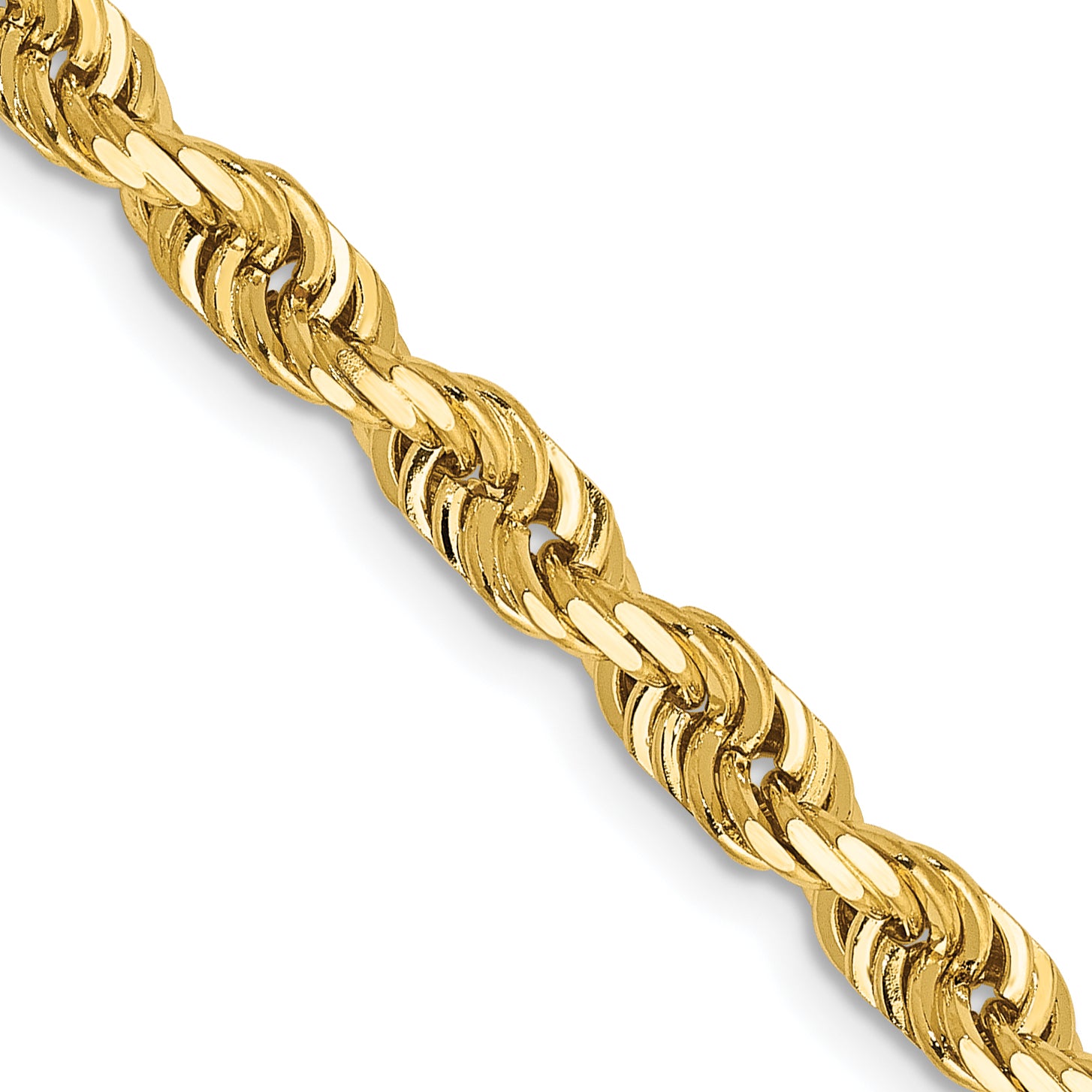 14K 28 Inch 4.5mm Diamond-cut Quadruple Rope Lobster Clasp Chain