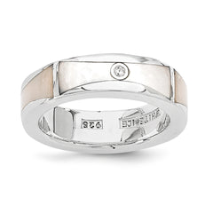 SS White Ice .01ct Diamond and MOP Ring