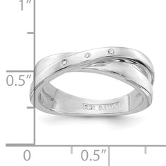 White Ice Sterling Silver Rhodium-plated Diamond Crossover Ring