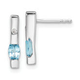 White Ice Sterling Silver Rhodium-plated Diamond and Blue Topaz Post Earrings