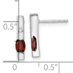 White Ice Sterling Silver Rhodium-plated Diamond and Garnet Post Earrings