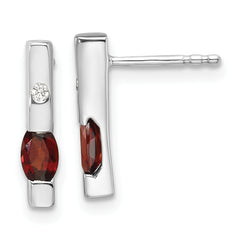 White Ice Sterling Silver Rhodium-plated Diamond and Garnet Post Earrings