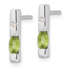 White Ice Sterling Silver Rhodium-plated Diamond and Peridot Post Earrings