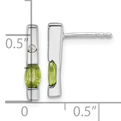 White Ice Sterling Silver Rhodium-plated Diamond and Peridot Post Earrings