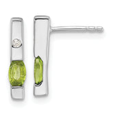 White Ice Sterling Silver Rhodium-plated Diamond and Peridot Post Earrings