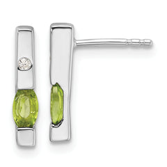 White Ice Sterling Silver Rhodium-plated Diamond and Peridot Post Earrings