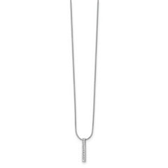 White Ice Sterling Silver Rhodium-plated 18 Inch Chanel-set Diamond Vertical Bar Necklace with 2 Inch Extender
