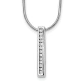 White Ice Sterling Silver Rhodium-plated 18 Inch Chanel-set Diamond Vertical Bar Necklace with 2 Inch Extender