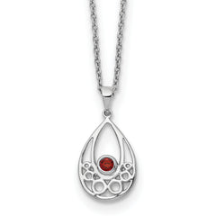 White Ice Sterling Silver Rhodium-Rhodium-Plated 18 inch Garnet Necklace with 2 inch Extender