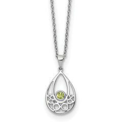 White Ice Sterling Silver Rhodium-Rhodium-Plated 18 inch Peridot Necklace with 2 inch Extender