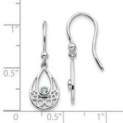 White Ice Sterling Silver Rhodium-plated with Blue Topaz Shepherd Hook Dangle Earrings