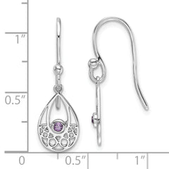 White Ice Sterling Silver Rhodium-plated Amethyst Shepherd Hook Earrings