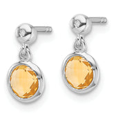 White Ice Sterling Silver Rhodium-plated Diamond and Citrine Post Dangle Earrings