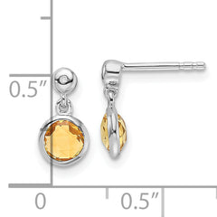 White Ice Sterling Silver Rhodium-plated Diamond and Citrine Post Dangle Earrings
