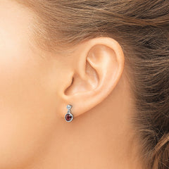 White Ice Sterling Silver Rhodium-plated Diamond and Garnet Post Dangle Earrings
