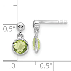White Ice Sterling Silver Rhodium-plated Diamond and Peridot Post Dangle Earrings