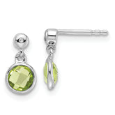 White Ice Sterling Silver Rhodium-plated Diamond and Peridot Post Dangle Earrings
