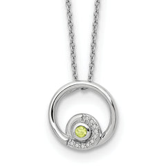 White Ice Sterling Silver Rhodium-Rhodium-Plated 18 inch Diamond and Peridot Necklace plus 2 inch Extender