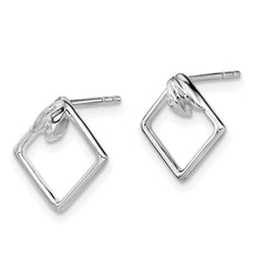 White Ice Sterling Silver Rhodium-plated Diamond-shaped Diamond Post Earrings