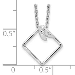 White Ice Sterling Silver Rhodium-plated 18 Inch Open Diamond-shaped Diamond Necklace with 2 Inch Extender