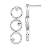 White Ice Sterling Silver Rhodium-plated Diamond and Ruby Post Drop Earrings