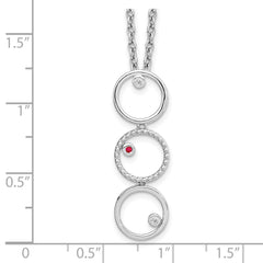 White Ice Sterling Silver Rhodium-plated 18 Inch Diamond and Ruby Necklace with 2 Inch Extender