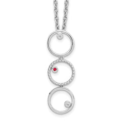 White Ice Sterling Silver Rhodium-plated 18 Inch Diamond and Ruby Necklace with 2 Inch Extender
